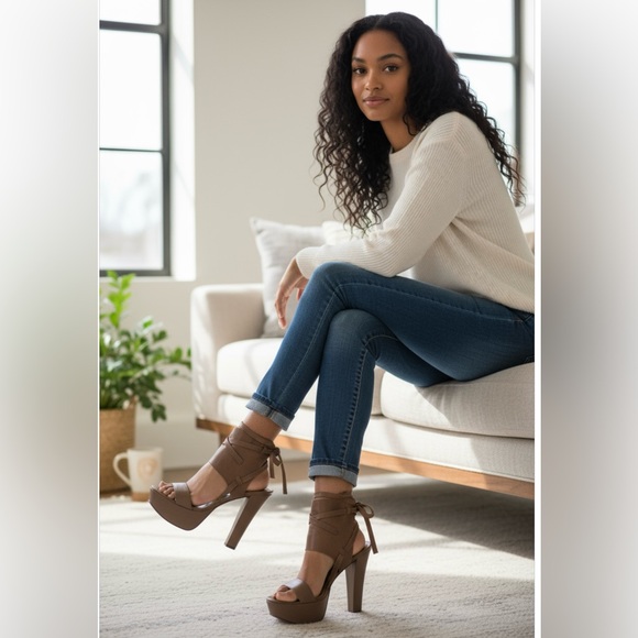 Vera Wang Shoes - Vera Wang Lavender Abby Buckskin Leather Platform Sandals